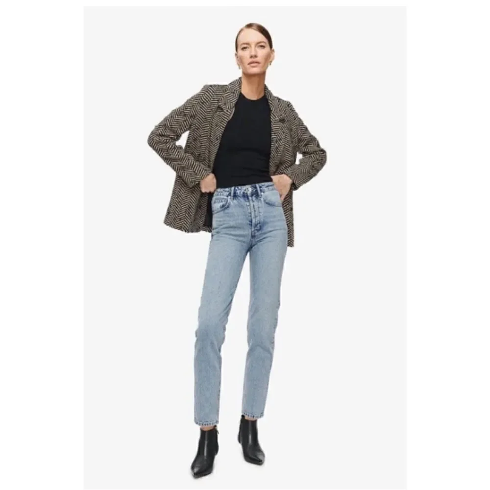 Anine Bing Sonya Blue Jeans Crop Straight Leg High Rise Size 25